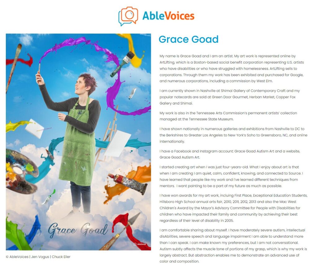 Article about Grace Goad in Able Voices